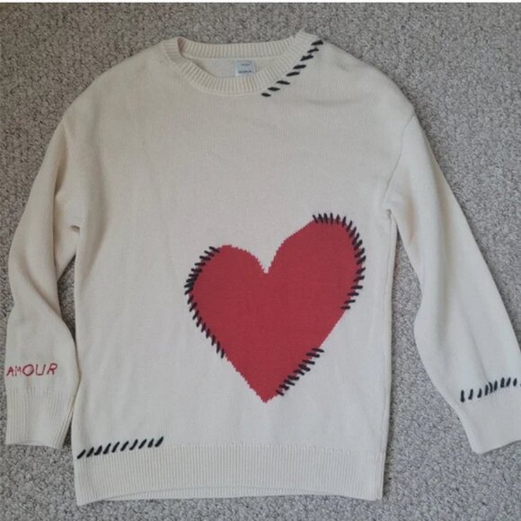 Anthropologie Knit Sweater Oversized With Heart size S - Picture 3 of 6